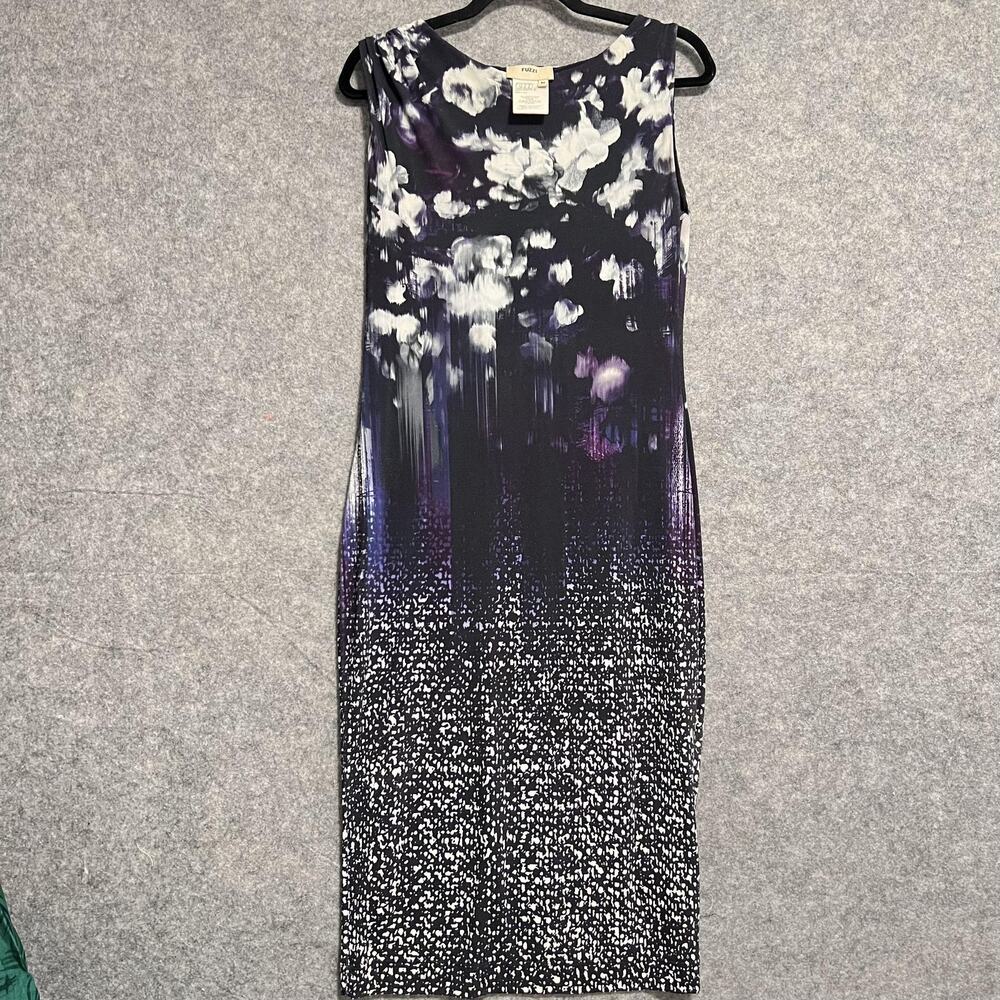 Fuzzi Dress Womens Medium Multicolor Floral Sleeveless Bodycon Midi Sheath